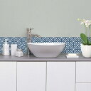 ドレジャー タイルステッカー同柄6シート「FLOWERS AND BLUE DIAMONDS」 キッチン用品 水に強い ビニール 壁紙 模様 スクエア(75009142-6)