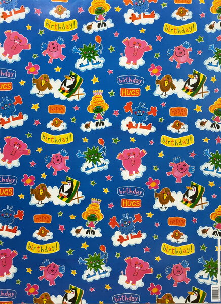 ラッピングペーパー「バースデーモンスター」 誕生日 包装紙 プレゼント 動物 ギフト 贈り物(GW522)