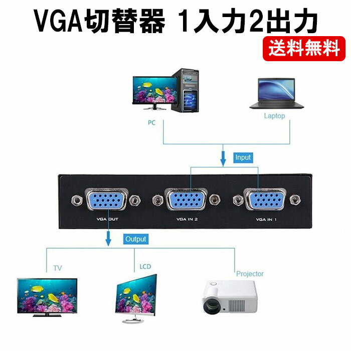 VGA 切替器 2入力1出力 ディスプレイ モニター D-sub 切替器 CP