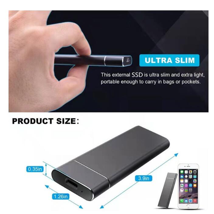 SSD 1TB 外付 ポータブルSSD 外付けハードディス USB-A/USB-C両対応 500GB 超薄型ポータブル ハードディスク 2TB USB3.1 Type-C 対応 スマホ互換可 耐衝撃 - Image 2