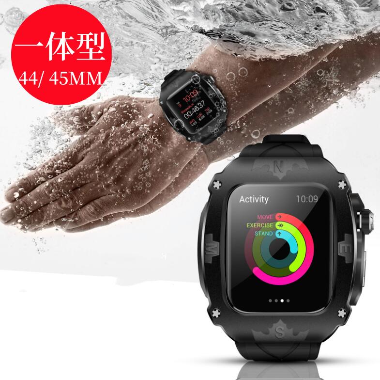 【10%OFFクーポン配布中 】【送料無料】アップルウォッチ ウルトラケース 高級 カバー apple iwatchS9 8 7 6 高級 メンズ アップルウォッチ ウルトラ2 バンド44/ 45mm アップルウォッチケース ベルト アップル ウォッチ 一体 applewatch 一体型 ラバー