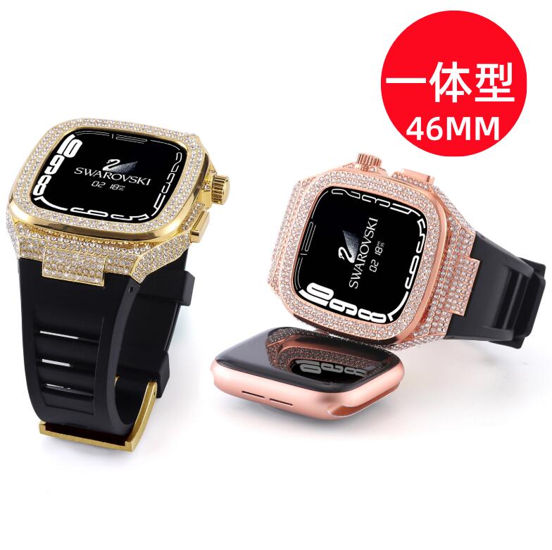 Rakuten - 【送料無料】アップルウォッチ バンド Apple Watch10 カバー ベルト 10 ケース 一体型 46 mm 44/45mm シリコン ステンレス セット おしゃれ 防水 スポーツ クリア 高級 メンズ