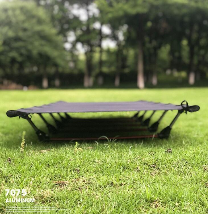 裕華商店のアウトドアコット 2Way ハイタイプ ロータイプ 軽量 収納コンパクト 耐荷重150kg アウトドアベッド キャンプベッド アルミ 超々ジェラルミン ベンチスツール 椅子 BBQ ソロキャンプ 運動会 防災グッズ｜アングル3