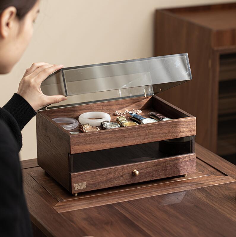 Rakuten - 木製 ジュエリーボックス ジュエリーケース 大容量 ジュエリー収納 アクセサリー ケース アクセサリー収納 アクセサリーボックス リング ケース 宝石箱 小物収納ケース ピアス イヤリング 指輪 リング キッズ おしゃれ 可愛い プレゼント 整理