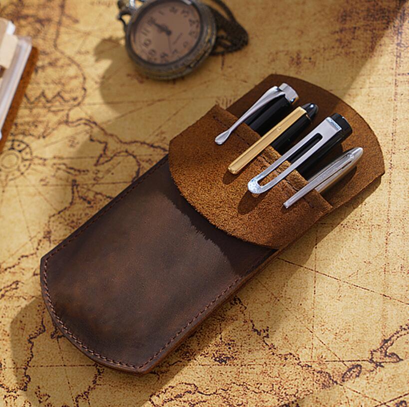 ペンケース 筆箱 本革　レザー メンズ レディース 大容量 レザー ペンポーチ ふでばこ ペン入れ 万年筆..
