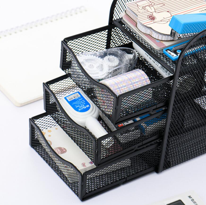 アイアン デスクオーガナイザー 4 段 引き出し式 机上収納ラック 大容量 コスメ 文房具 オフィス収納 スチール製 頑丈 耐久性 モダンデザイン 北欧風 省スペース 小物収納 化粧品ラック 在宅ワーク リモートワーク デスク周り 整理整頓 yukashop02-10019127 裕華商店 サンプル画像3