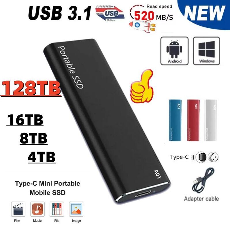 SSD 1TB 外付 ポータブルSSD 外付けハードディス USB-A/USB-C両対応 500GB 超薄型ポータブル ハードディスク 2TB USB…