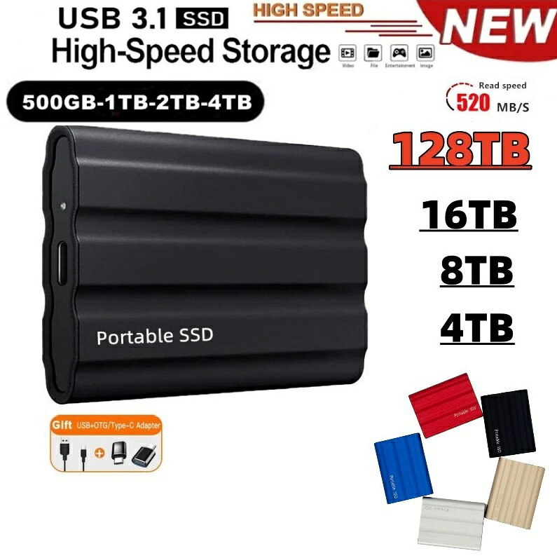 SSD 1TB 外付 ポータブルSSD 外付けハードディス USB-A/USB-C両対応 500GB 超薄型ポータブル ハードディスク 2TB USB3.1 Type-C 対応 スマホ互換可 耐衝撃