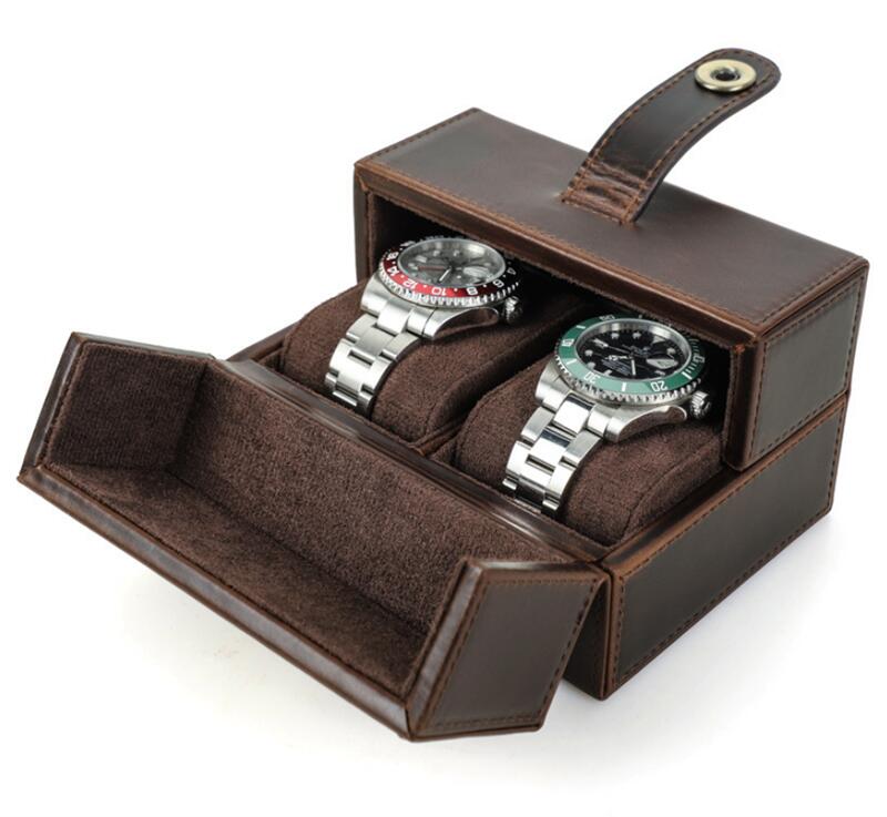 父の日 腕時計ケース 本革 牛革 復古 時計ケース 2本用 ウオッチケース 収納ボックス コレクションケース 持ち運び 便利コンパクト プレゼント 見せる収納 メンズ 高級コーヒー 収納 贈り物