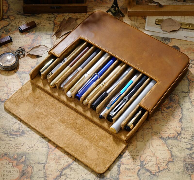 送料無料 ペンケース 本革 ペン本 6本差し シンプル おしゃれ コンパクト 軽い 小さめ スリム 筆箱 ふで箱 本革万年筆 ふでばこ ペン ポーチ 革小物 文...