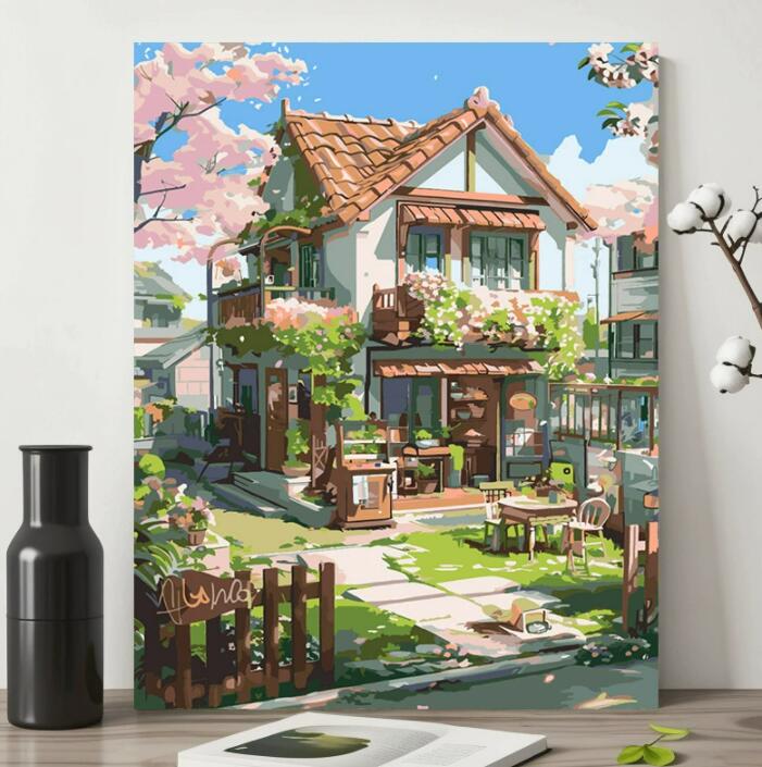 母の日 父の日 油絵 絵画 インテリア 油絵 セット 油絵風 壁掛け 美術品 数字 塗り絵 大人の 塗り絵 塗り絵 キット セット 風景画 DIY絵 キャンバス...