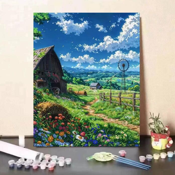 母の日 父の日 油絵 絵画 インテリア 油絵 セット 油絵風 壁掛け 美術品 数字 塗り絵 大人の 塗り絵 塗り絵 キット セット 風景画 DIY絵 キャンバス...