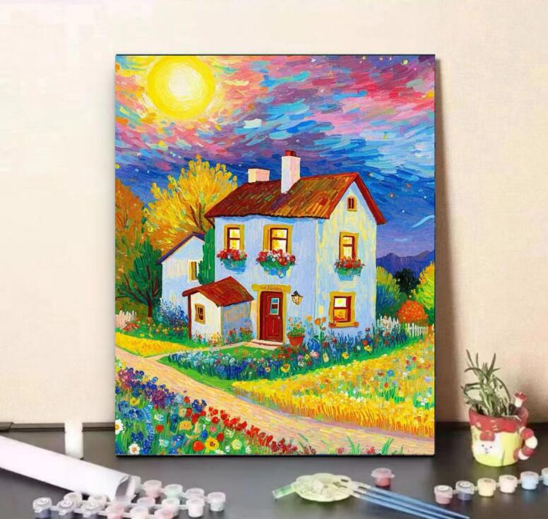 母の日 父の日 油絵 絵画 インテリア 油絵 セット 油絵風 壁掛け 美術品 数字 塗り絵 大人の 塗り絵 塗り絵 キット セット 風景画 DIY絵 キャンバス...