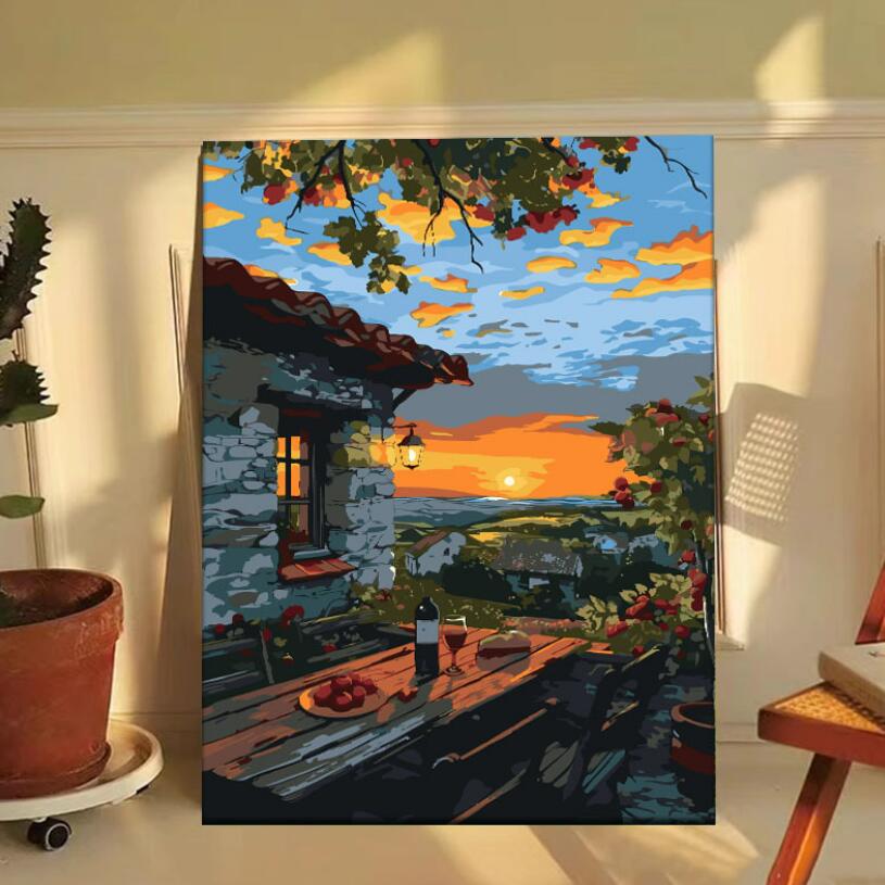 【10%OFFクーポン配布中 】 数字油絵 絵画 母の日 父の日 40*50cm インテリア 油絵 セット 油絵風 壁掛け 数字 塗り絵 塗り絵 キット セット...