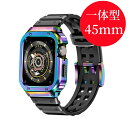 【送料無料】アップルウォッチ バンド Apple Watchh S10/8/7/6/ultra カバー ベルト ケース一体型 S8 45mm シリコン ステンレス セット おしゃれ 防水 スポーツ クリア 高級 メンズ(2)