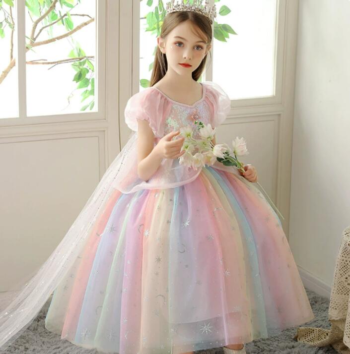 入学式 入園式 子供 プリンセス 女の子 140 110 120 ドレス 子供ドレス ロング プリンセスドレス プレゼント コスプレ コスチューム 半袖 衣装 ...