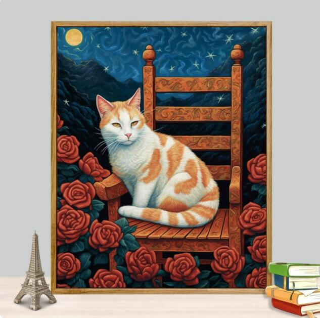 【送料無料】油絵 絵画 インテリア 油絵 セット 油絵風 動物 猫 壁掛け 美術品 数字 塗り絵 大人の 塗り絵 塗り絵 キット セット 風景画 DIY絵 キャ...