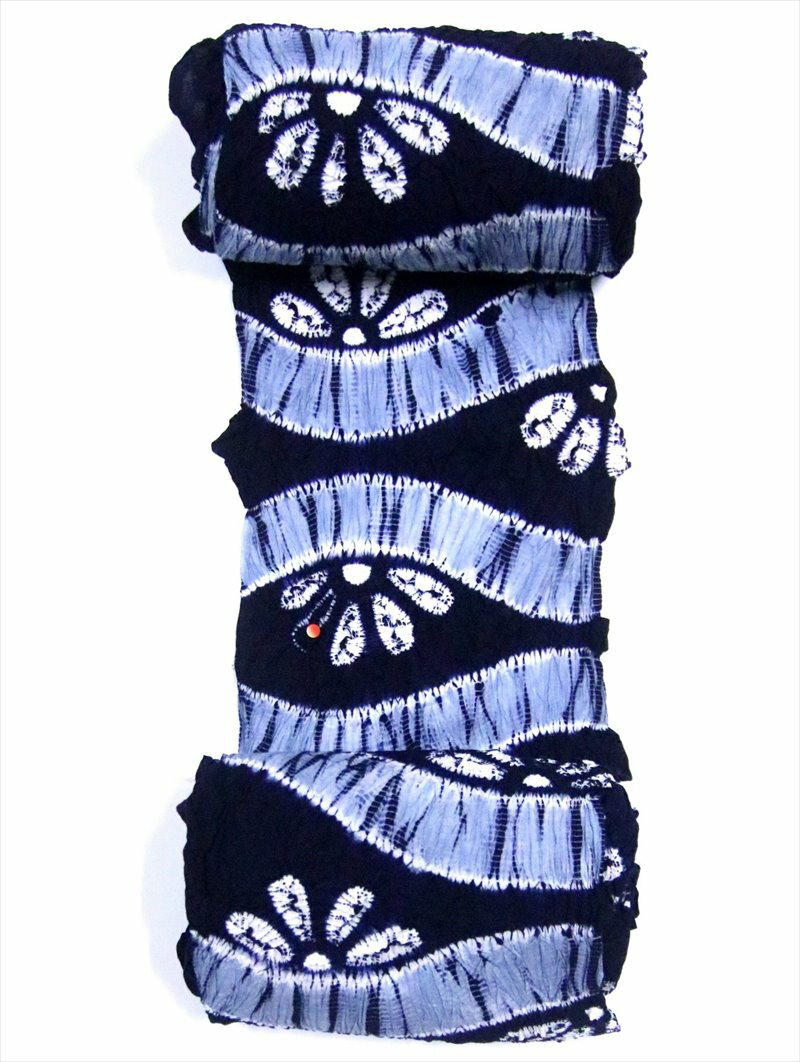 有松絞り 絞り浴衣反物 訳ありNo.1000 秋桜柄・濃紺地