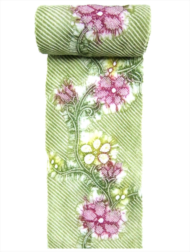 絞り 浴衣 反物・No.982 サクラ柄・若苗色地