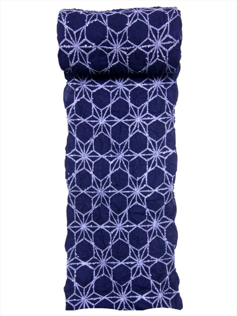 絞りゆかた反物・No.914 濃紺地・麻の葉柄