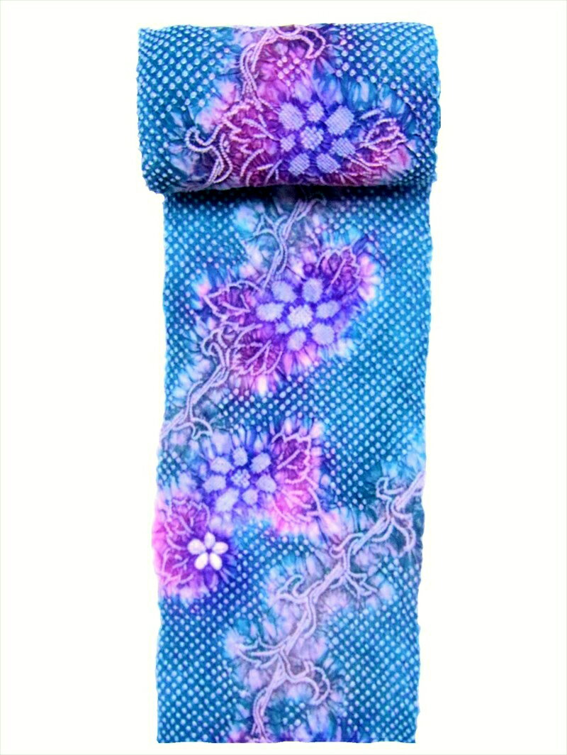 有松絞り 絞り浴衣反物 テッセン柄・青緑地・No.953