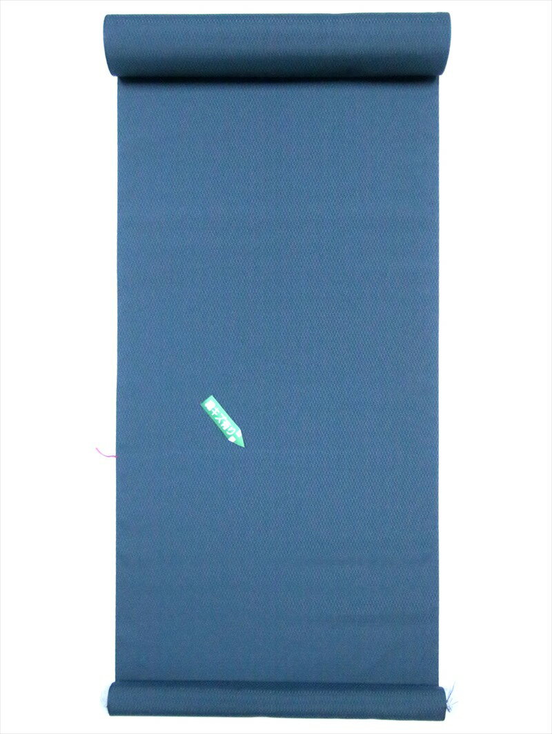 男物 反物 正絹・o-14藍鼠地・微塵格子柄【訳有り】