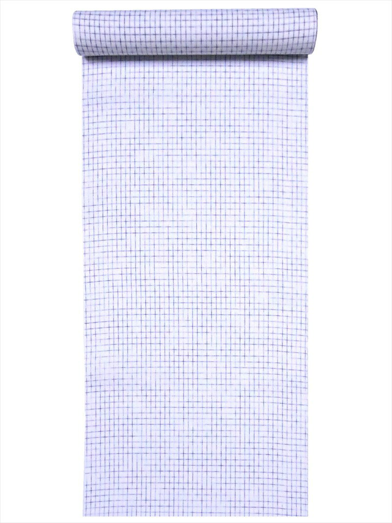 【訳あり】浴衣反物 メンズ No.528 白絣(しろがすり)・格子柄