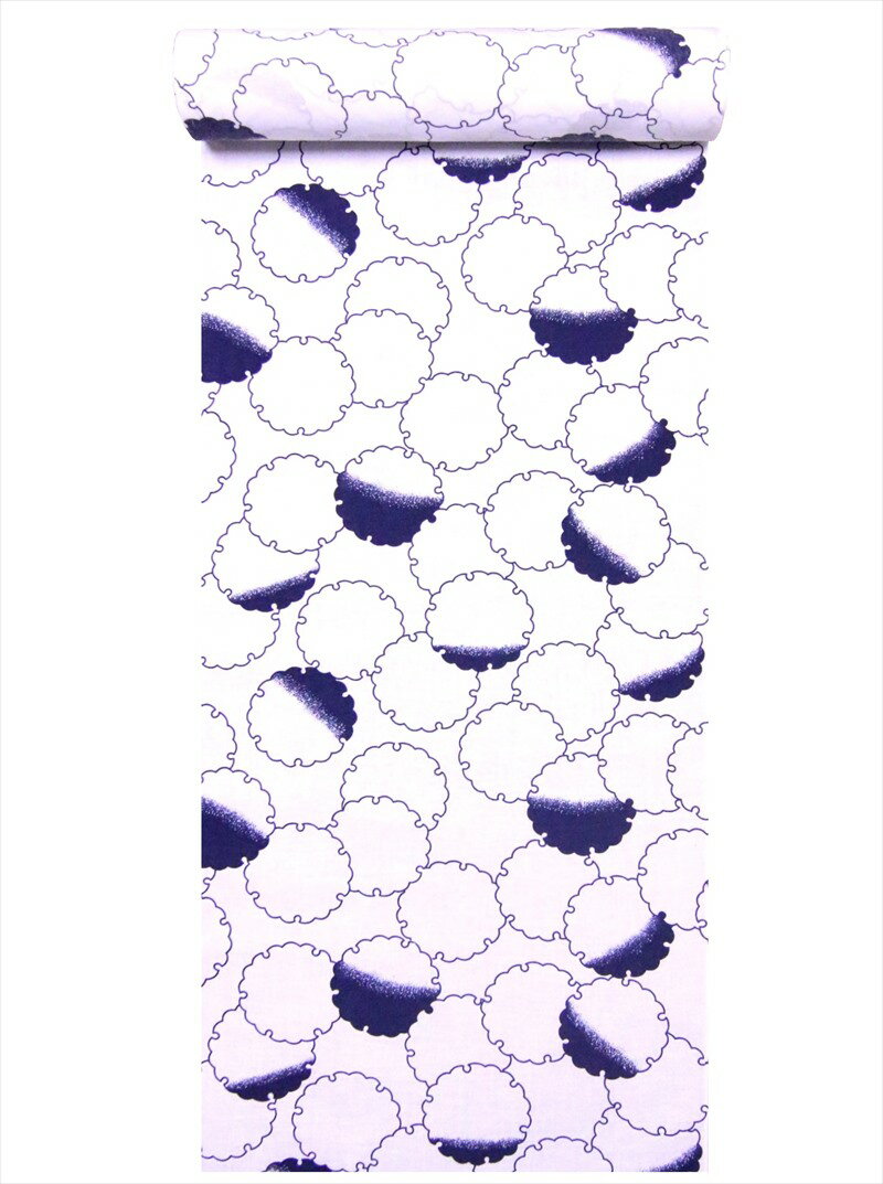 浴衣 反物 耳有り 白地・雪輪柄・No.314