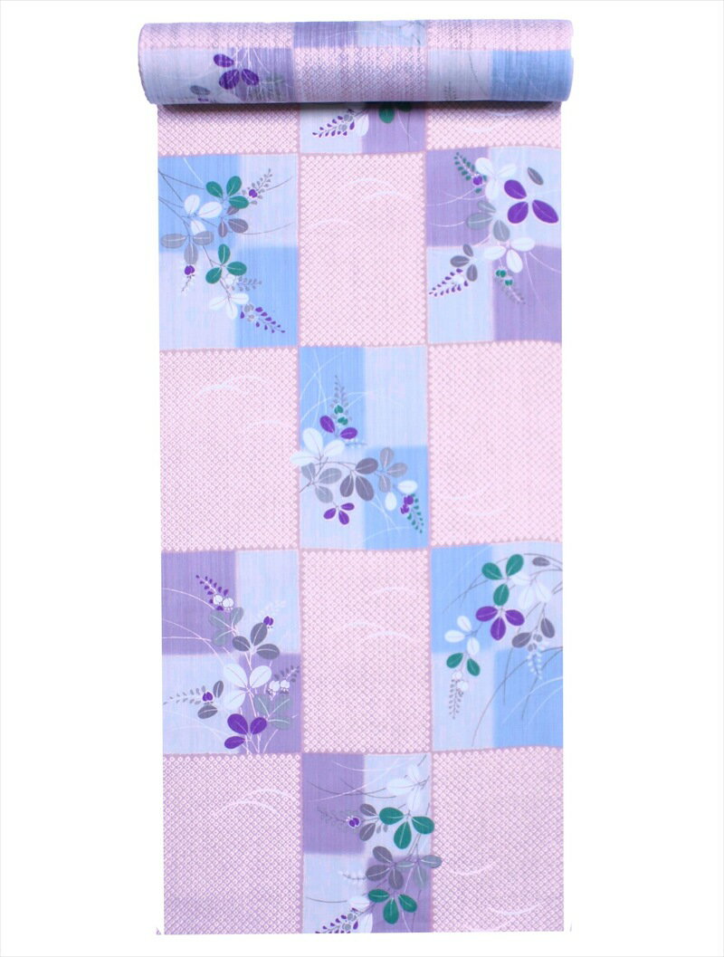 浴衣 反物　No.16 ハギ柄・ピンクグレー地