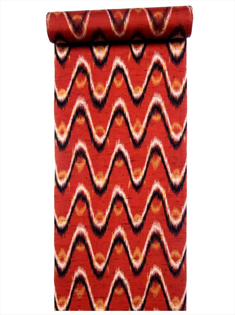 ウール着物 反物【訳有り】 　赤茶地・太子間道柄・No.68