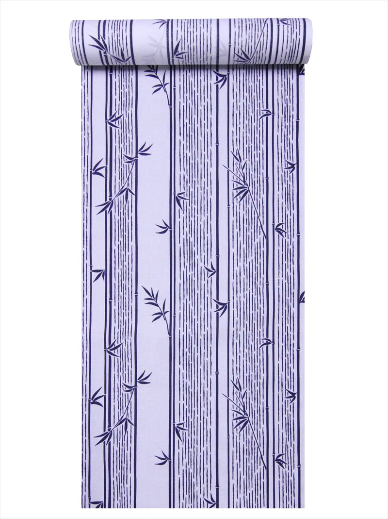 浴衣反物 レディース 笹竹縞柄・白地・No.304