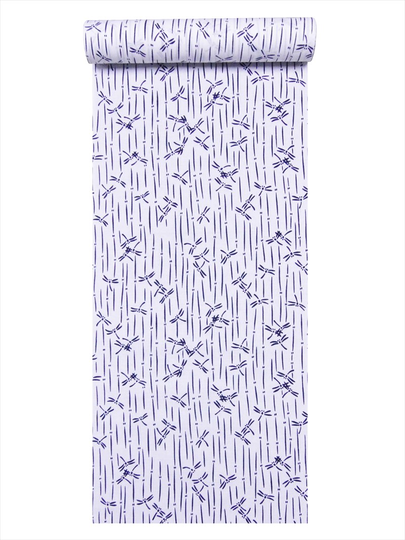 浴衣 反物 耳あり No.319・白地・とんぼ柄