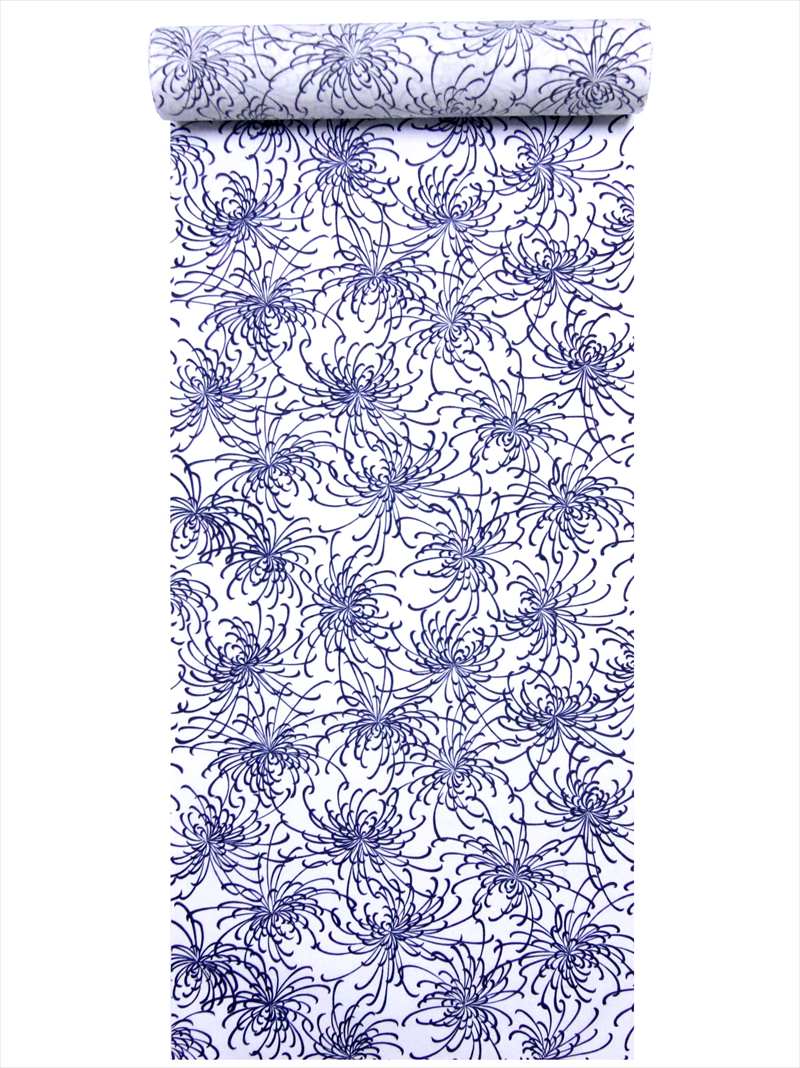 浴衣 反物 耳有り 白地・彼岸花柄・No.400