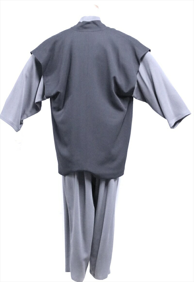 着物スーツ「門」(G-5)　 グレー地・一杢・Мサイズ