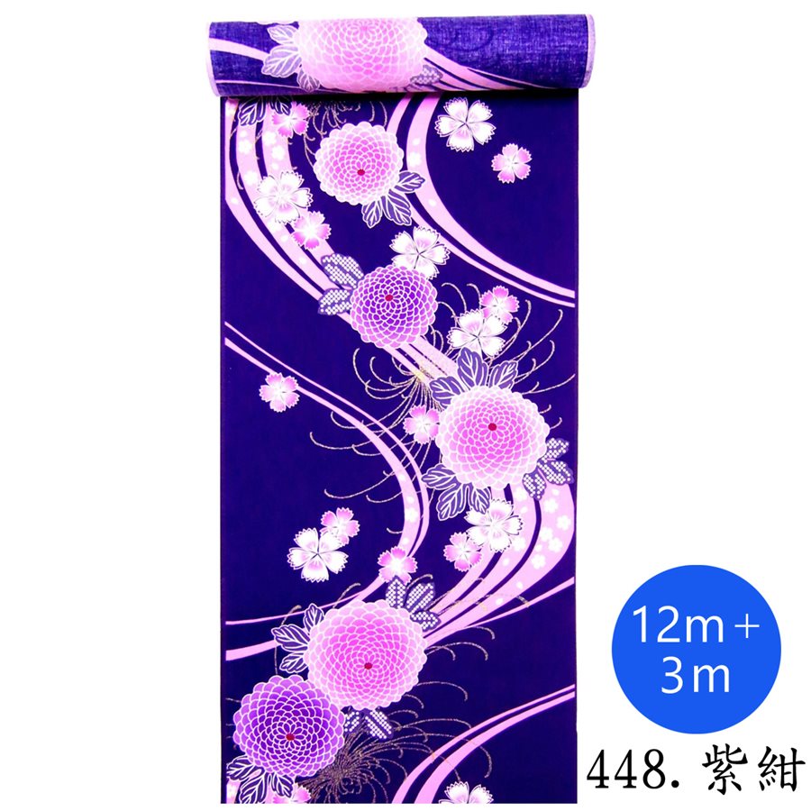 浴衣 反物 レディース トールサイズ(12m＋3m) 菊・流水柄No.436、No.442、No.448、No.454