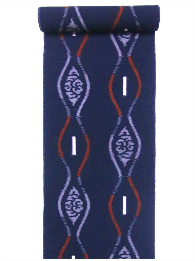 久留米かすり　反物　kr-5 立涌雲柄・濃紺地