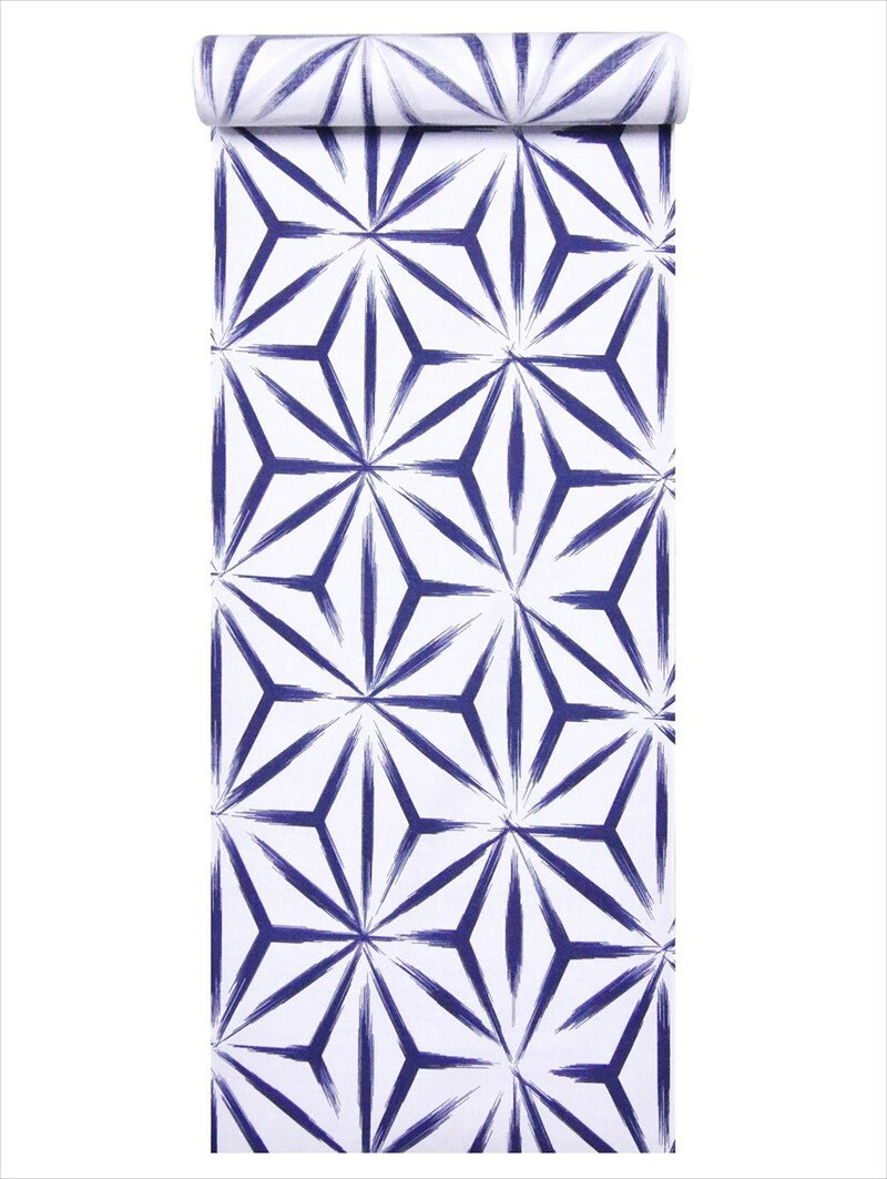 浴衣 反物 セール No.53・白地・麻の葉柄