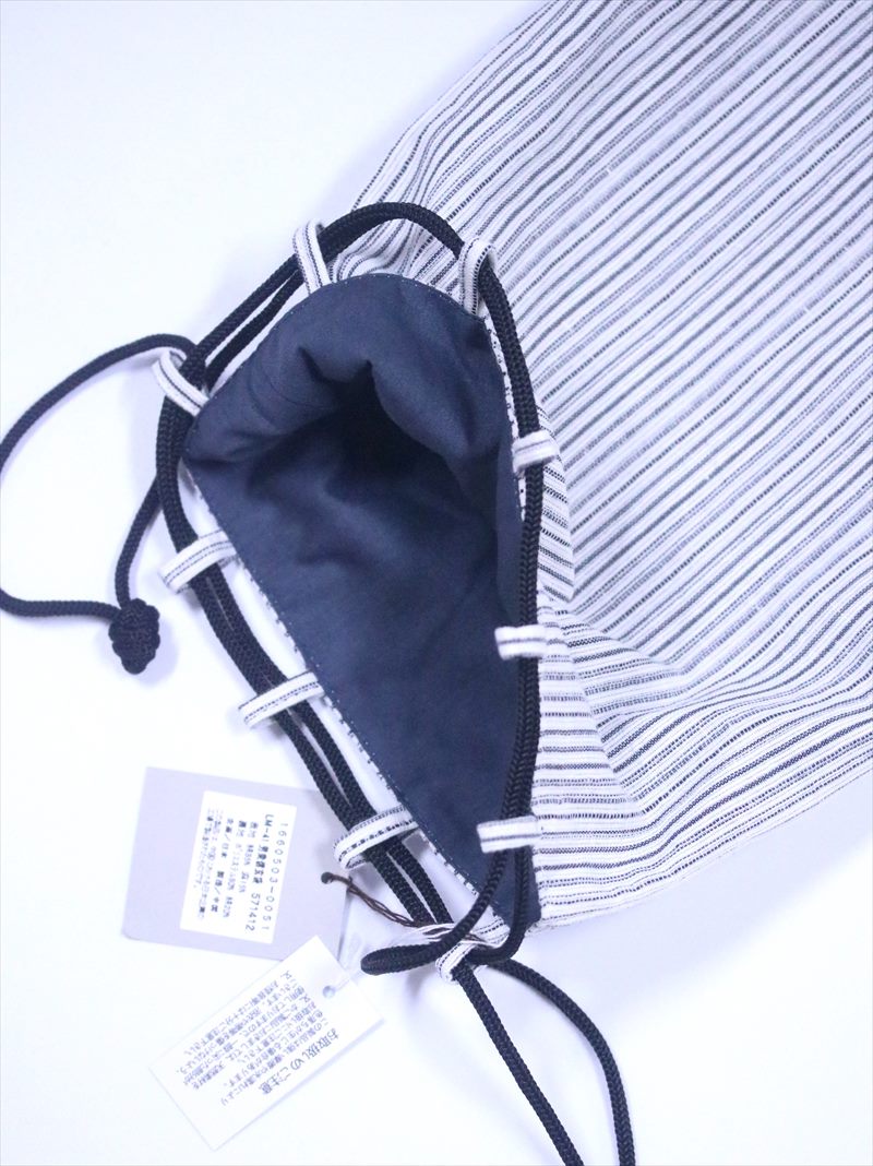 メンズ 信玄袋 合切袋 巾着袋 sb-75 白地 シマ柄