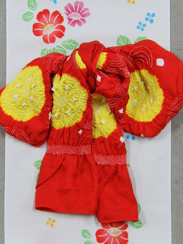 ジュニア三尺帯 No.45 赤色・黄色絞り