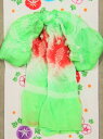 子ども兵児帯 ゆかた帯 (3.2m) 黄緑地 赤色絞り No.27