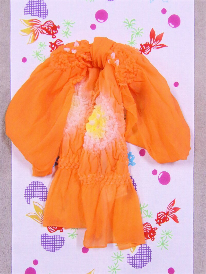 子供 浴衣 帯 No.16 オレンジ地・黄色絞り(2.8m)