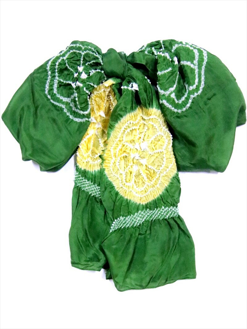 子供 浴衣 帯(3.2m) 深緑地・No.34