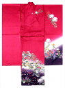 訳あり 振袖生地 未仕立て hs-24赤地・ツバキ・キク柄