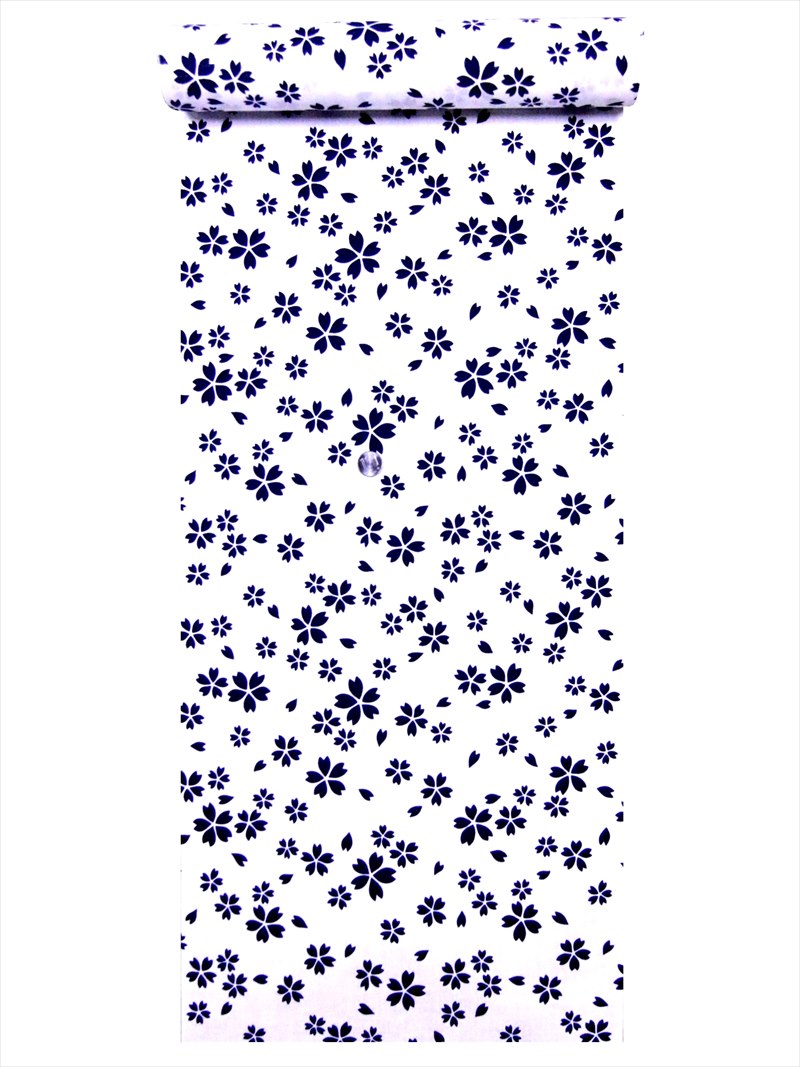 浴衣 反物 耳あり 白地・サクラ柄・No.21