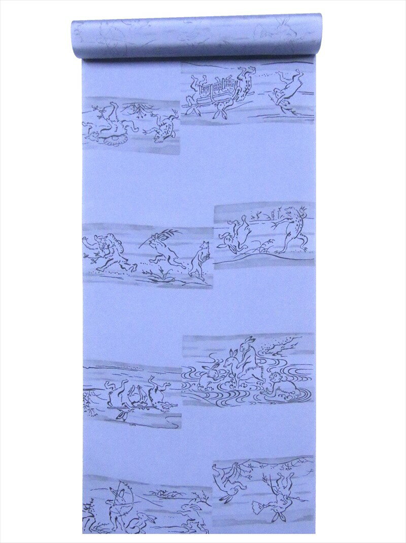 メンズ羽裏 hu-69 ブルー地・鳥獣戯画柄