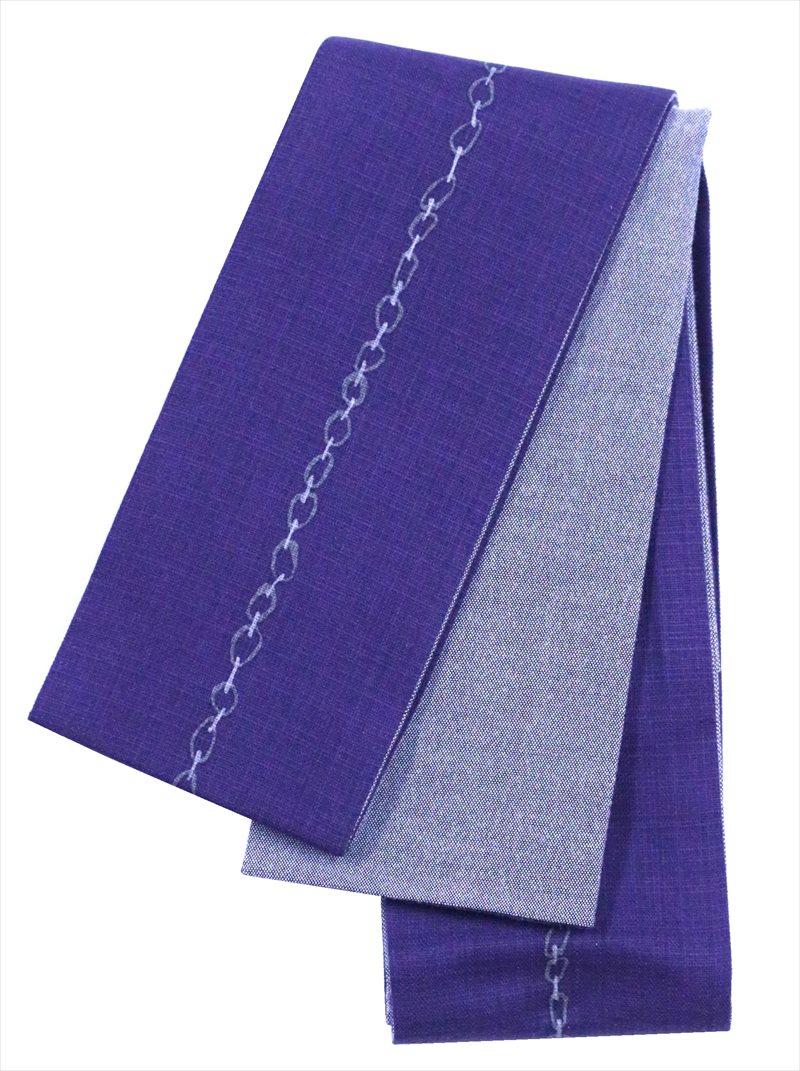 メンズ 角帯　No.125 クサリ柄・紫地