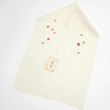 半衿 正絹 季節 四季暦シリーズ 縮緬 刺繍入り正絹半衿 「如月」(2月) 節分 つゆくさ
