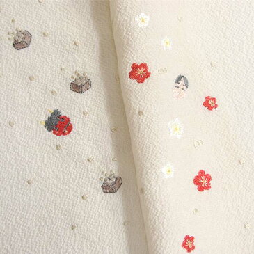 半衿 正絹 季節 四季暦シリーズ 縮緬 刺繍入り正絹半衿 「如月」(2月) 節分 つゆくさ