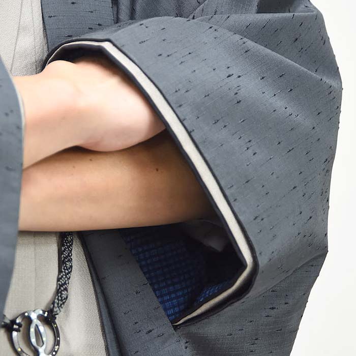 〔アウトレットSALE 12000〕紳士用 うそつき 襦袢 替え袖 うそつき袖 格子 青 紺 東レシルック 洗える おしゃれ | 長襦袢を着ているように つゆくさのうそつき襦袢 専用 替え 袖 〔ポリエステル100％〕マジックテープ付