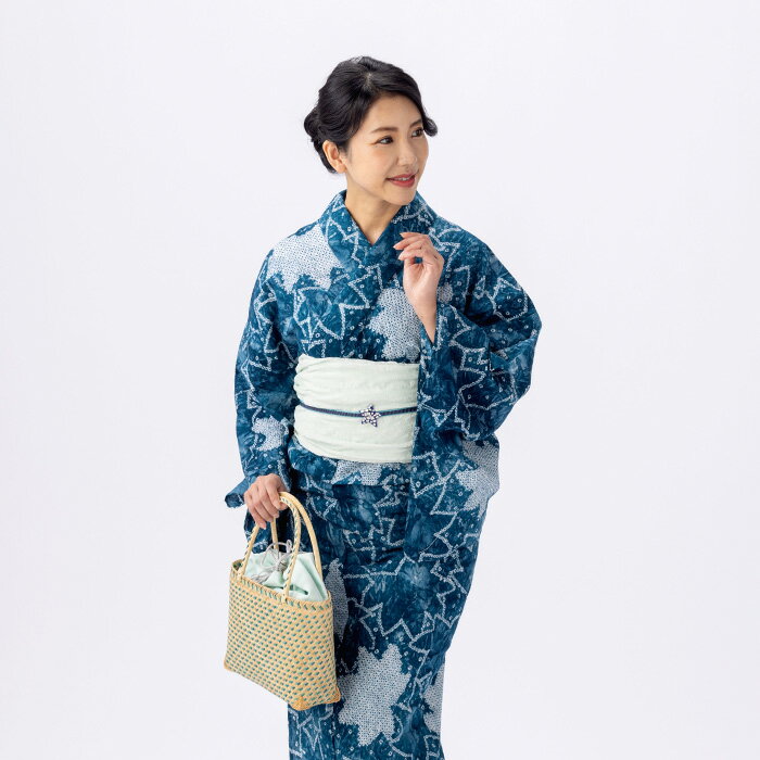 【税込55000円均一セール】 SALE 浴衣 有松絞り レディース アイビー グリーン 鹿の子絞り ｜有松 鳴海 絞り 浴衣 洗える 着物 単衣・夏着物にも 綿100％｜送料無料〔単品〕【フリーサイズ】 2